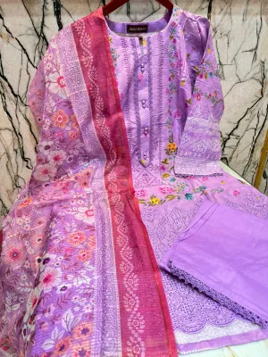 Sadabahar Swizz Lawn with Embroidery Work